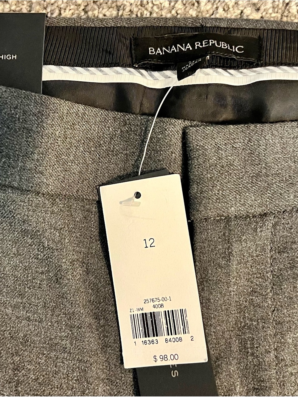 NWT Banana Republic Classic Tailored Dress Pants - Charcoal Gray - Picture 4 of 5